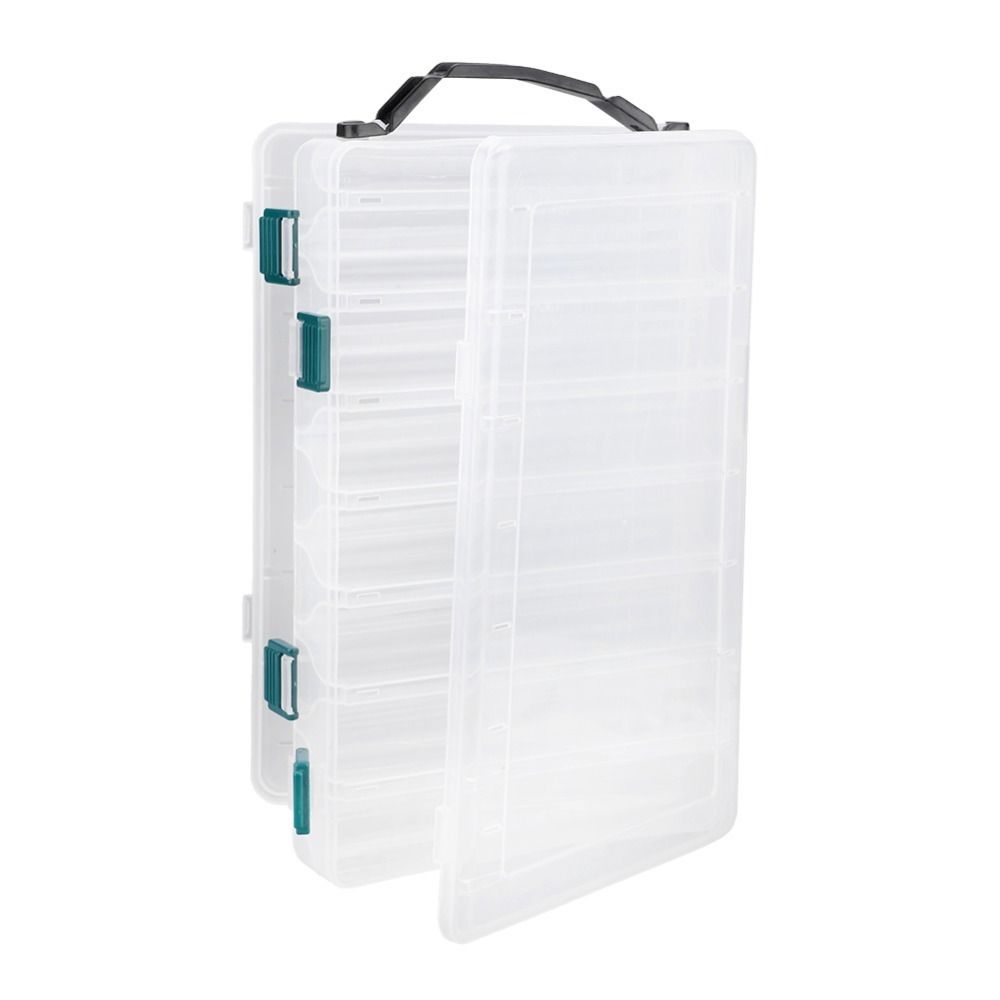 2PCS Double Sided Fishing Lures Box 10 Slots 14 Slots Large Capacity Fishing Tackle Storage Case Transparent Visible