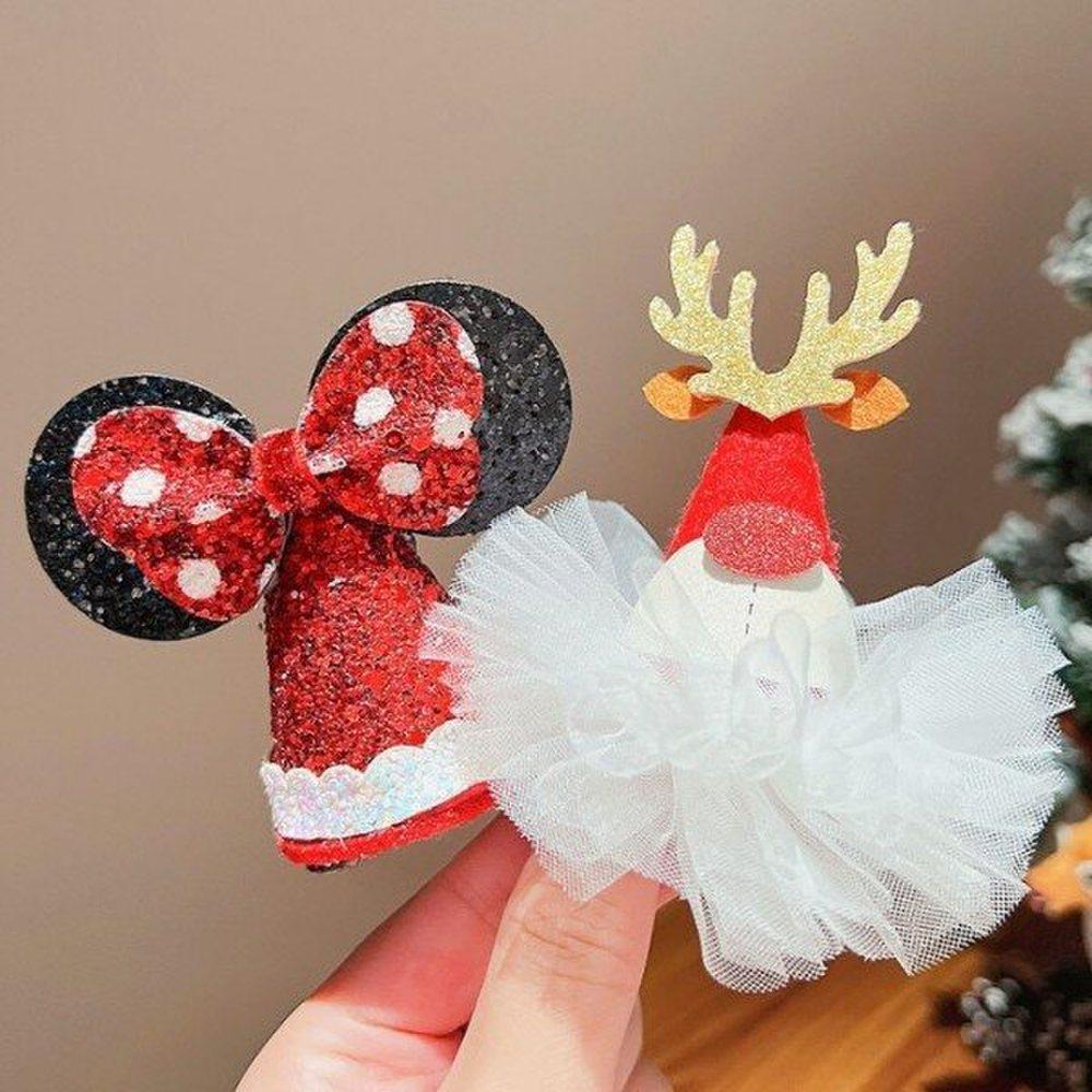 

Mno Winter Year-End Christmas Party Cone 3-Piece Clips Children s Pins Hairpins Hairpins Woolen cone