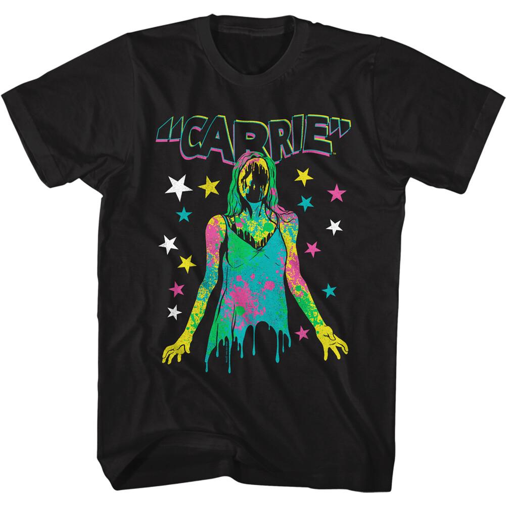Carrie 1976 Horror Movie Neon Color Splatter Paint & Stars Men s T Shirt S