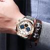 CURREN Steel Strap Watch Simple Calendar Large Dial Business Watch Waterproof Men's Fashion