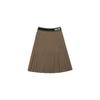Balbi Woven Pleated Banding Midi Skirt