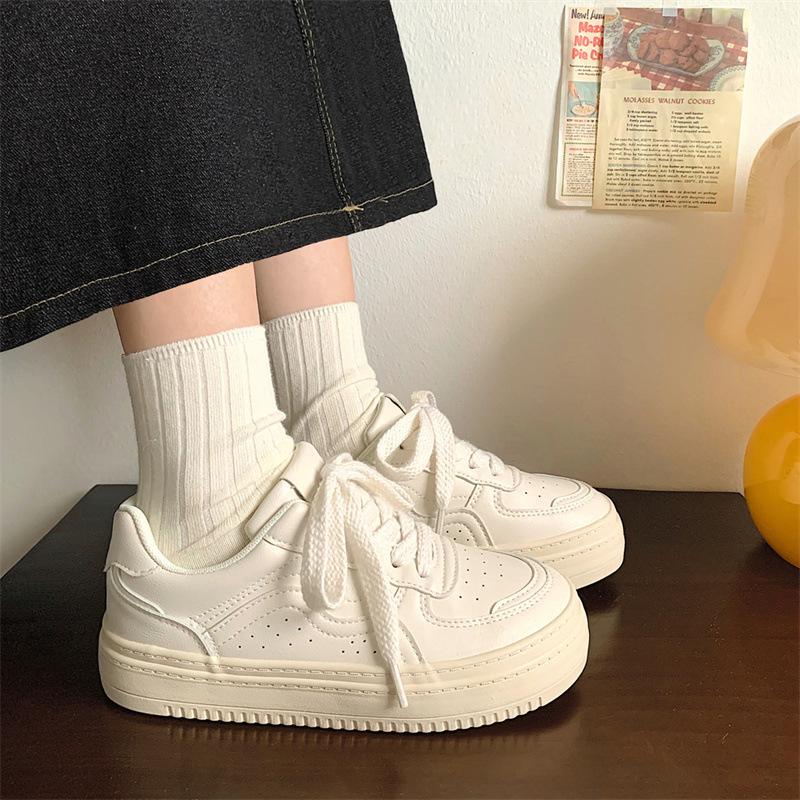 2025 New Women's White Shoes Fashion Versatile Height-increasing Platform Shoes Outdoor Comfortable Soft-soled Casual Sneakers
