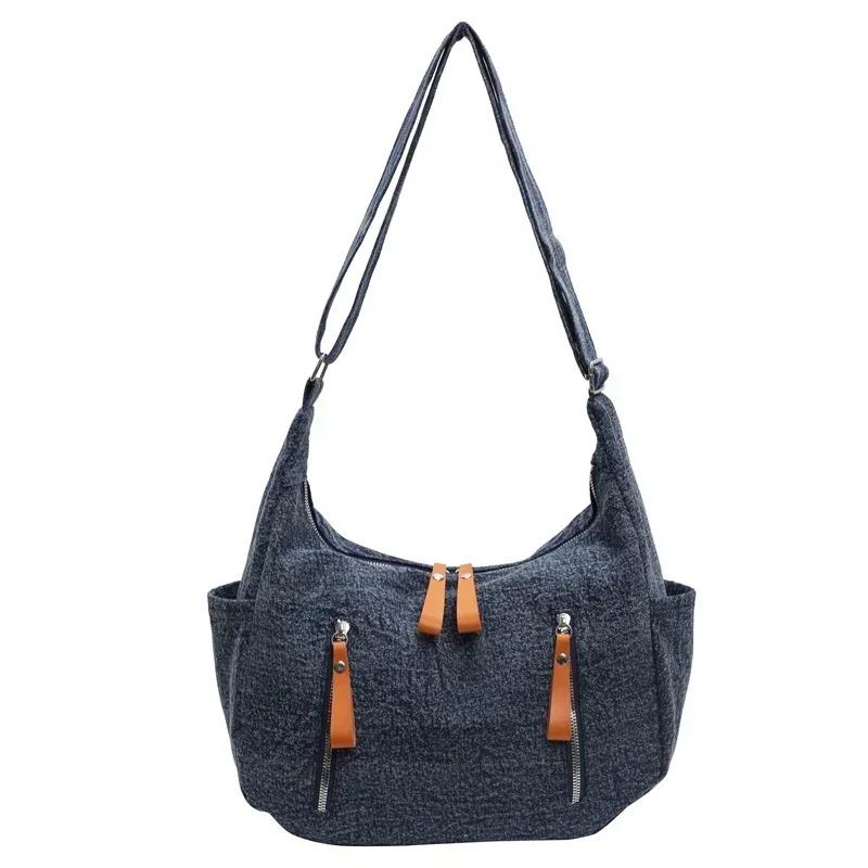 

Casual Versatile Denim Zipper Women s Crossbody Bag Exquisite Retro Simple Shoulder Bags 2026 Fashi Large Capacity Tote Bag темно-синього кольору