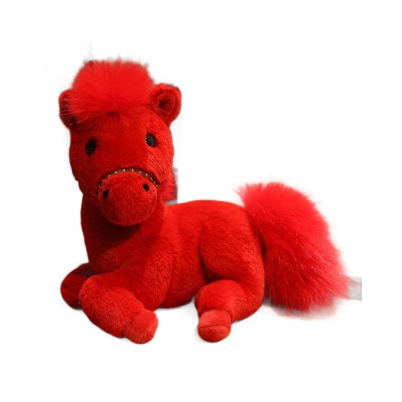 

30-35cm Simulation Horse Plush Doll Brown White Long Hair Animal Horse Plush Toy Home Decoration Birthday Gift for Boys 30cm красный