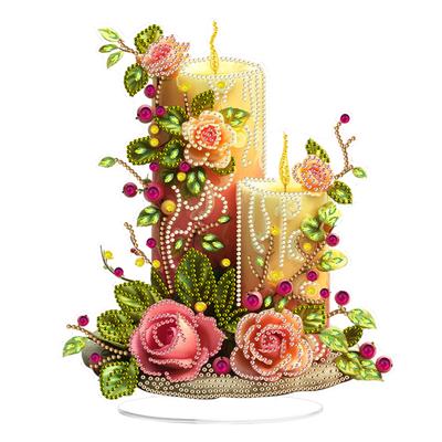 Acryl Sonderform Blumenlaterne Tischplatte Diamantmalerei Ornament-Kits Strasssteine Desktop-Ornamente für Erwachsene Anfänger