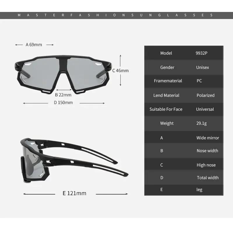 Photochromic Sports Glasses Men Woman Polarized Bike Eyewear for Mountain Cycling UV400 Sunglasses Bicycle Road Óculos Ciclismo