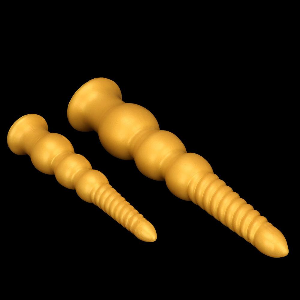 Extra Large Gold Silicone Threaded Vibrator Anal Plug Anal Diverter Dildo Sex Toy Realistic Penis Big Dick