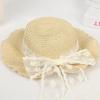 Sweet Lace Bow Straw Hat Outdoor Big Eaves Sun Hat Fashion Lace Ribbon UV Protective Straw Hat