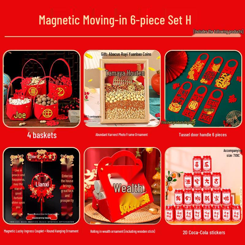 Auspicious Housewarming Magnetic Couplets for New Home Decor with New Year's Blessings