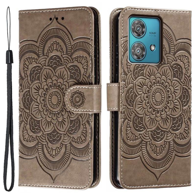For Motorola Edge 40 Neo 5G Case PU Leather Mandala Imprinted Design Wallet Phone Cover