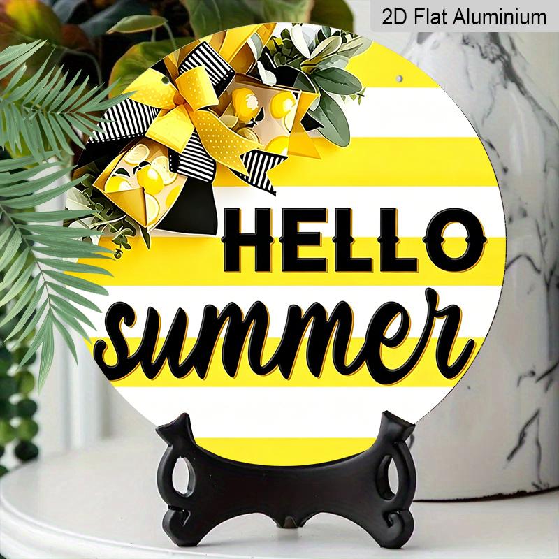 2D Flat Retro Round Aluminum Wall Panel, Multi-Size Fresh Summer Decor, Indoor Outdoor Hanging Art for Home Cafe Bar, Keepsake Gift