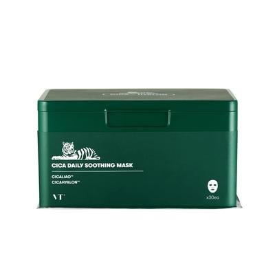 VTCOSMETICS Cica Daily Beruhigende Gesichtsmaske 30 Stück Feuchtigkeitsspendend für Empfindliche und Trockene Haut Gereizte Poren Pflege [Authentisch] Maske, Maske, (x 1) Haut, Pflege,
