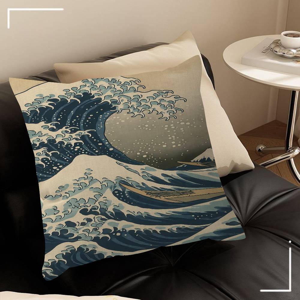 Vintage Ukiyoe The Great Wave Off Kanagawa Pillowcase Toon Gift Cushion Cover Bedroom Home Sofa Chair Seat Decor Pillow Case