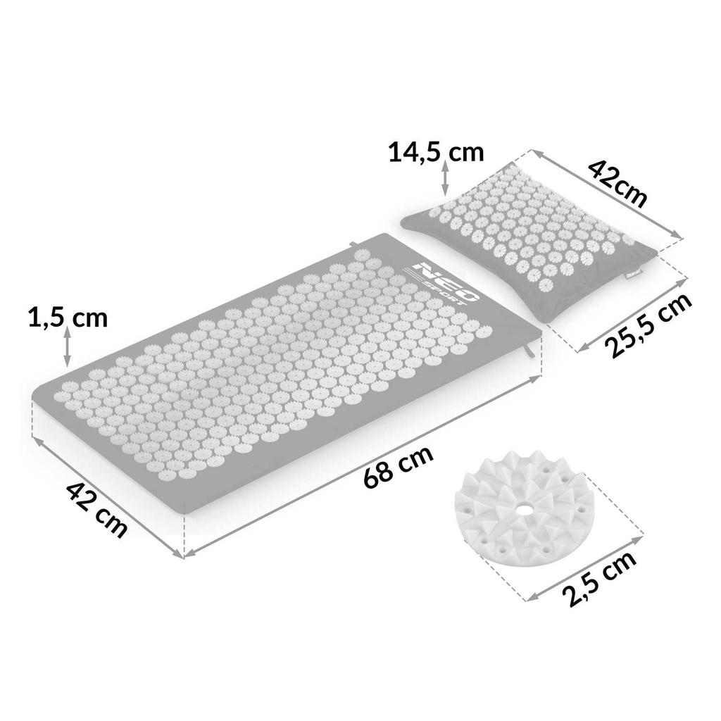 Neo-Sport Ns-903 Acupressure Mat with Spikes, Black and Silver