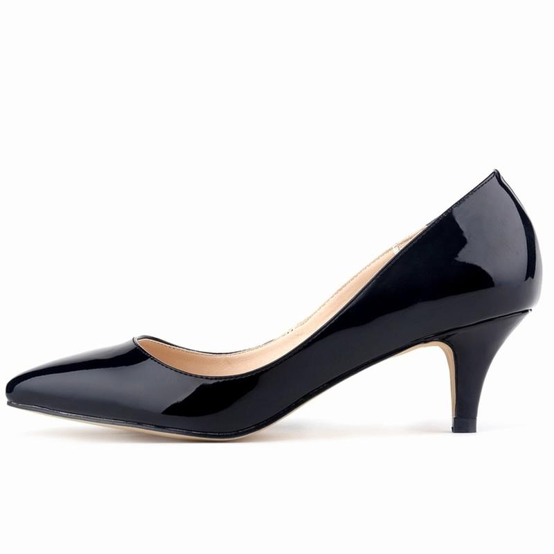 Classic Sexy Pointed Low Med Kitten Heels Women Pumps Shoes Spring Brand Design Wedding Dress