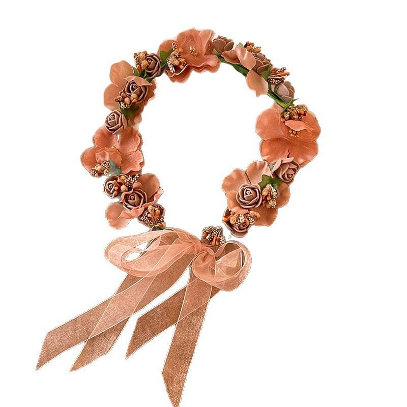 1Pcs Wedding Bridesmaid Floral Headband Girls Boho Flower Crown Hair Accessories for Garden Party Birthday Festival