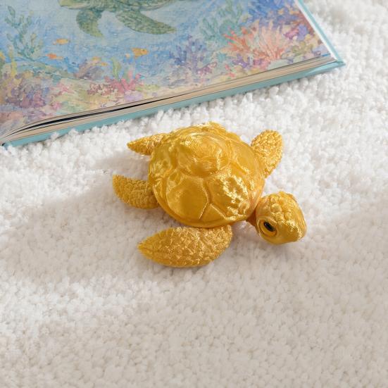 Figurina di Tartaruga Marina Stampata in 3D, Ornamento Tartaruga con Articolazioni Mobili, Modello Tartaruga Antistress Giocattolo Fidget, Decorazione Animale Marino per Casa Ufficio