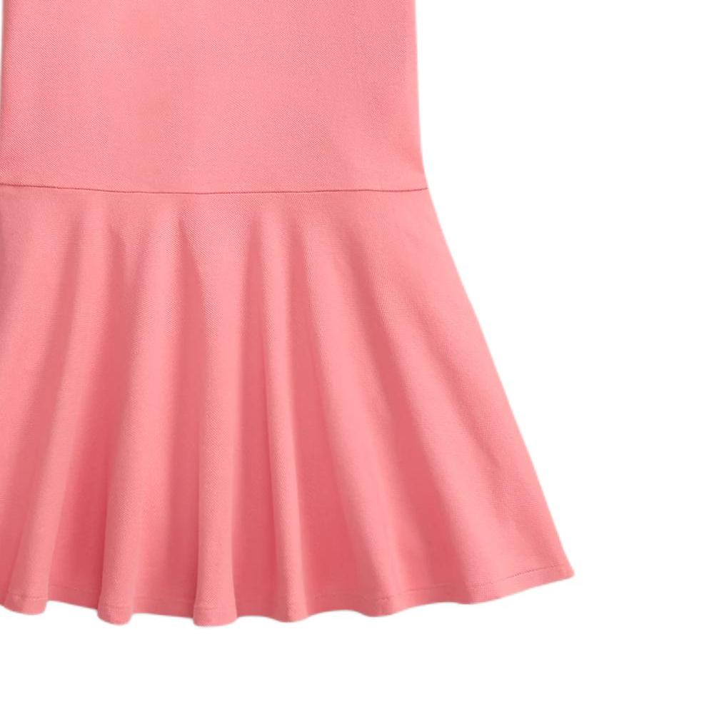 Polo Ralph Lauren Polo Dress Ribbed Mesh Low Waist Polo Collar Ruffle Short Sleeve Kids Dresses 313698754-087