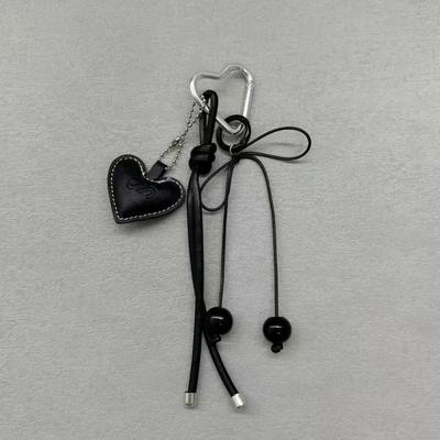 Fashionable Heart Leather Rope Keychain Cherry Bow Y2K Bag Pendant Ornaments Handmade Mobile Phone Lanyard Gifts