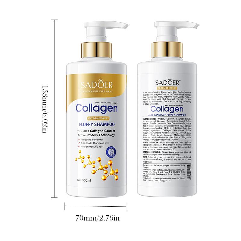 Collagen Anti-Dandruff Shampoo 500ml SADOER Softening Cleansing Fluffy Shampoo