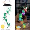 1PC Colorful Gradient Garden LED Wind Chimes Decorated Solar Hummingbird Landscape Garden Lights Decorated Atmosphere