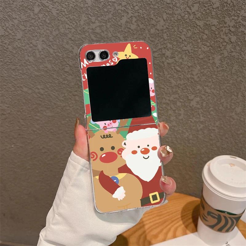 For Samsung Galaxy Z Flip 5 Cute Christmas Santa Claus Elk Case for Samsung Zflip 6 3 Z Flip4 Flip5 Case Creative New Year Gifts