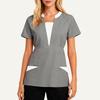Women's Loose And Comfort V-Neck Casual  Work Clothes Top Short Sleeve Shirt