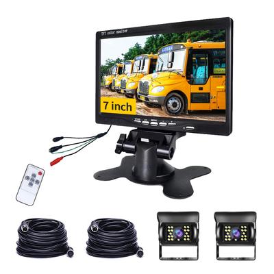 Hodozzy Sada couvací kamery s LCD monitorem a 2 zpětnými kamerami IP68 18 IR noční vidění a kabely pro parkování nebo karavan, 7palcové kamery, vodotěsné, viditelnost, 4-pinový