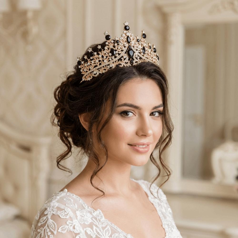 Funkelnde Barock-Königinnen-Diademe Elegantes Strass-Diadem Braut-Hochzeits-Kopfschmuck Braut