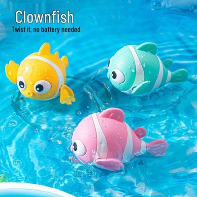 Summer Clownfish Clockwork Bath Toy for Children and Babies - Wind-up Little Frog Water Play Toy