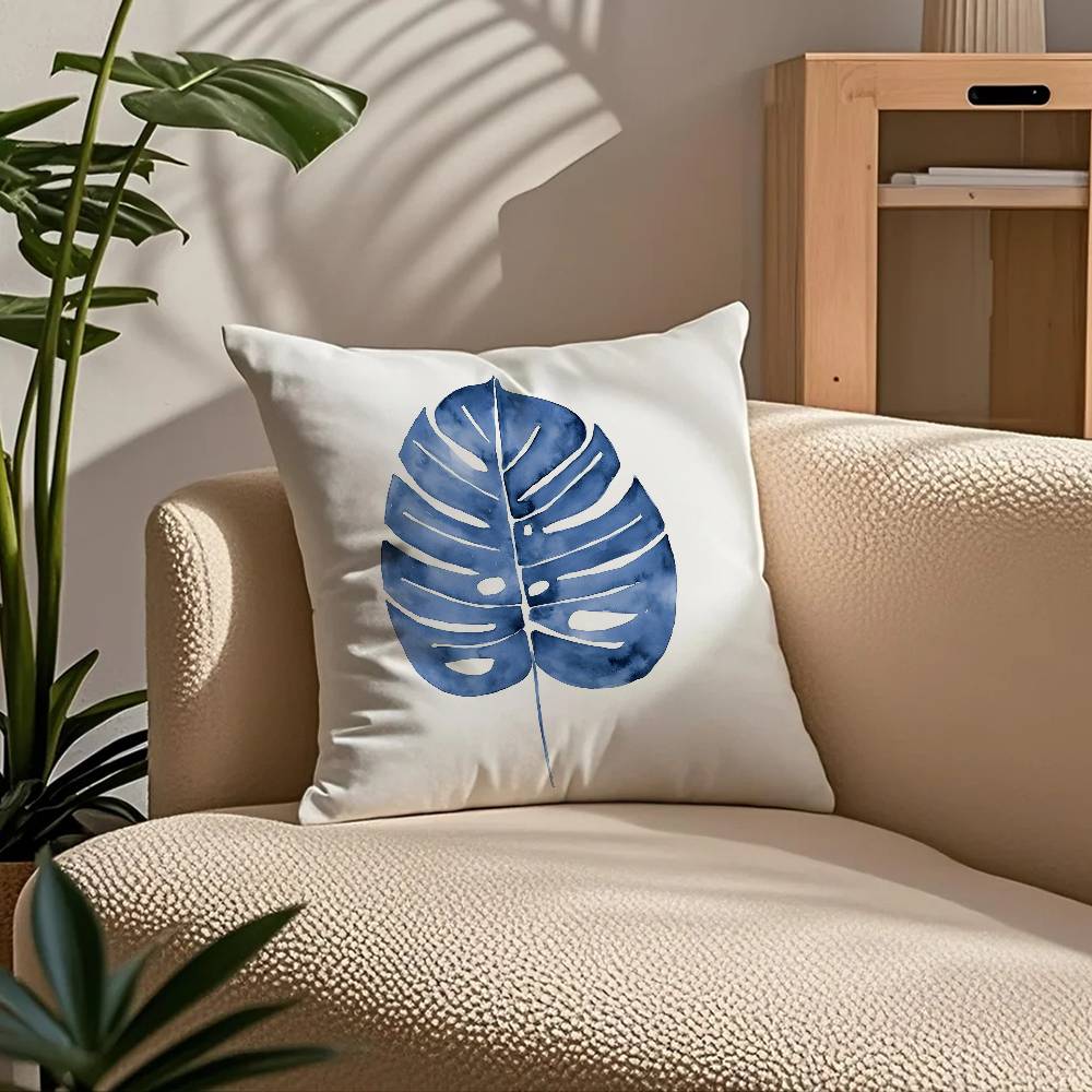 E-Elegant Blue Floral Anime Pillow Case Comfort Sofa Bed Silky Elegant Invisible Zipper Custom Decorative Cushion Cover
