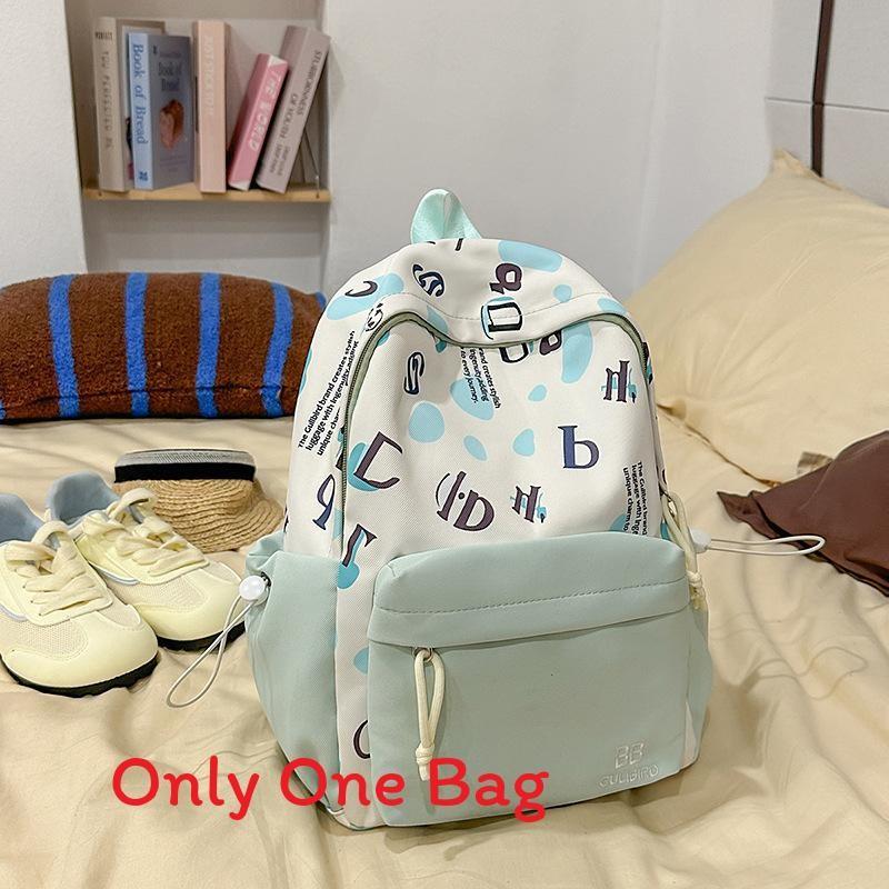Youthful Nylon Letter Print Backpack For High School Students With Lightweight Design For Daily Use
