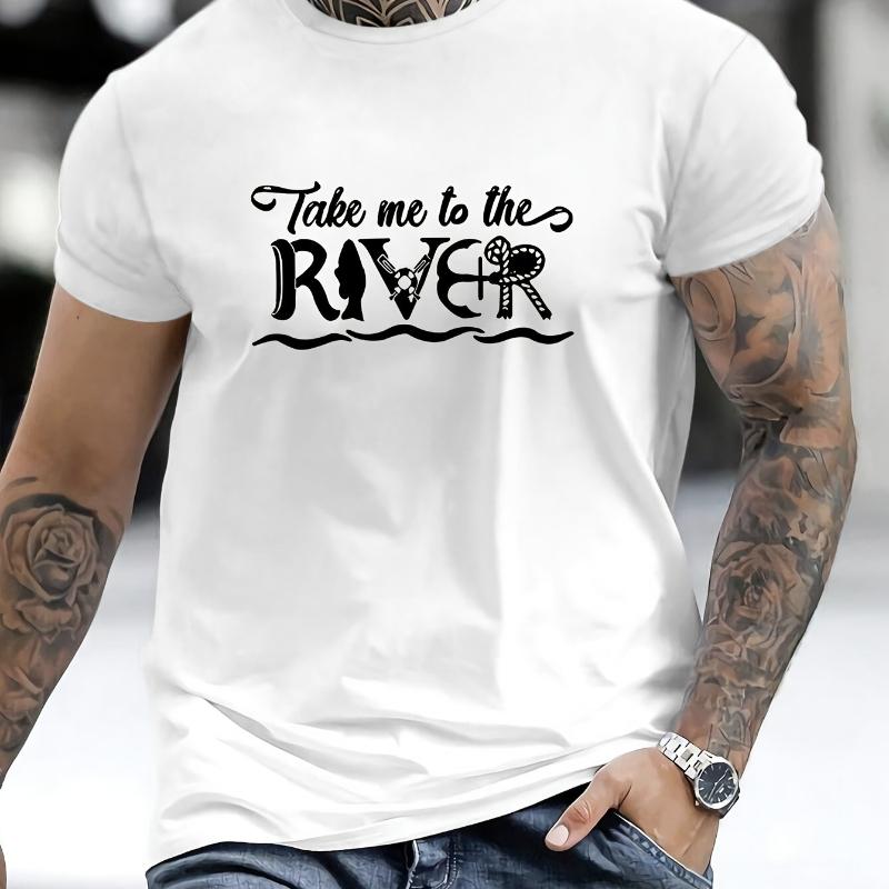 

Take Me To The River Typography Print T-Shirt Breathable Cool, Comfortable Wear,Daily Casua XXL белый