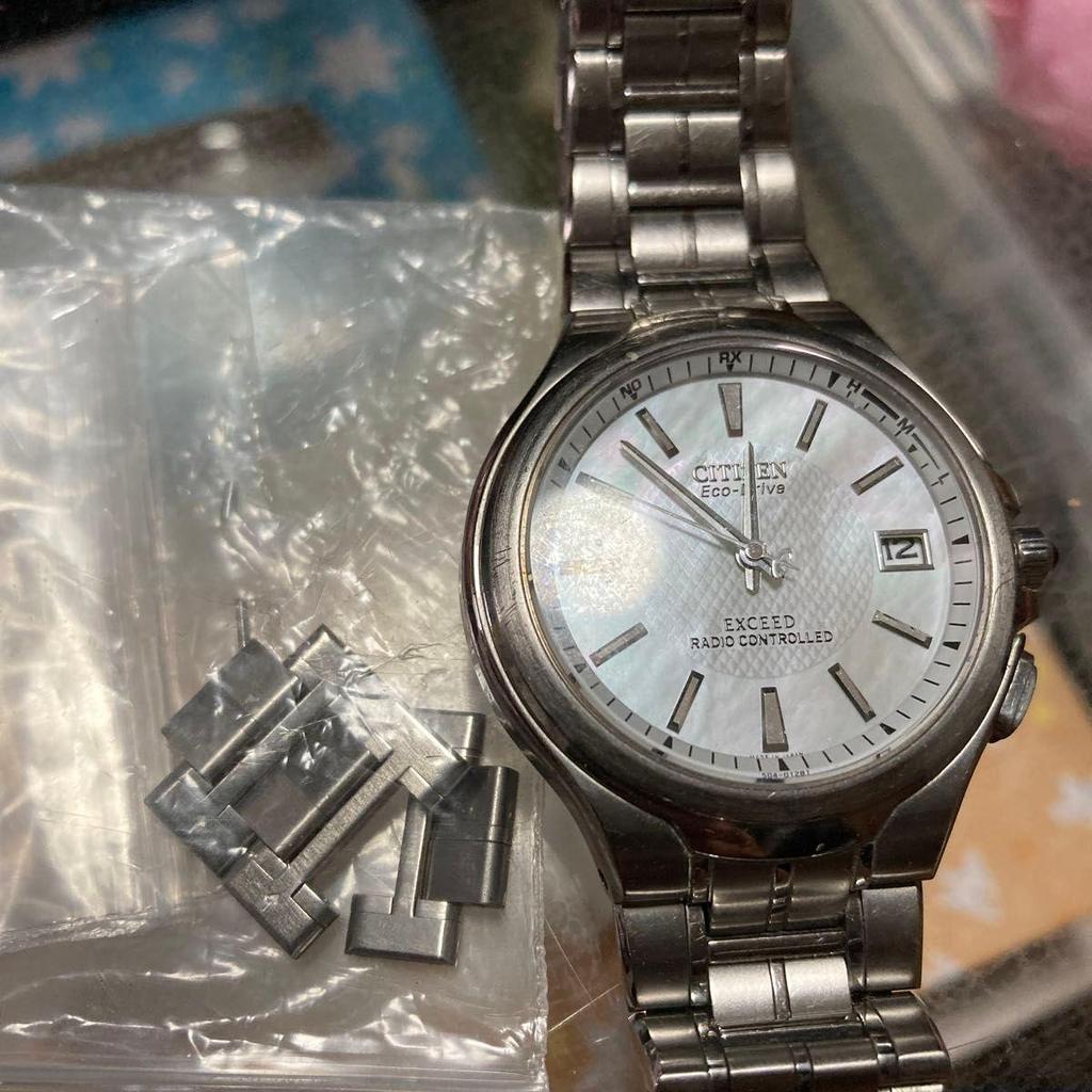 Used CITIZEN EXCEED Ecodrive Radio Clock White Pearl Dial (final Price Reduction)