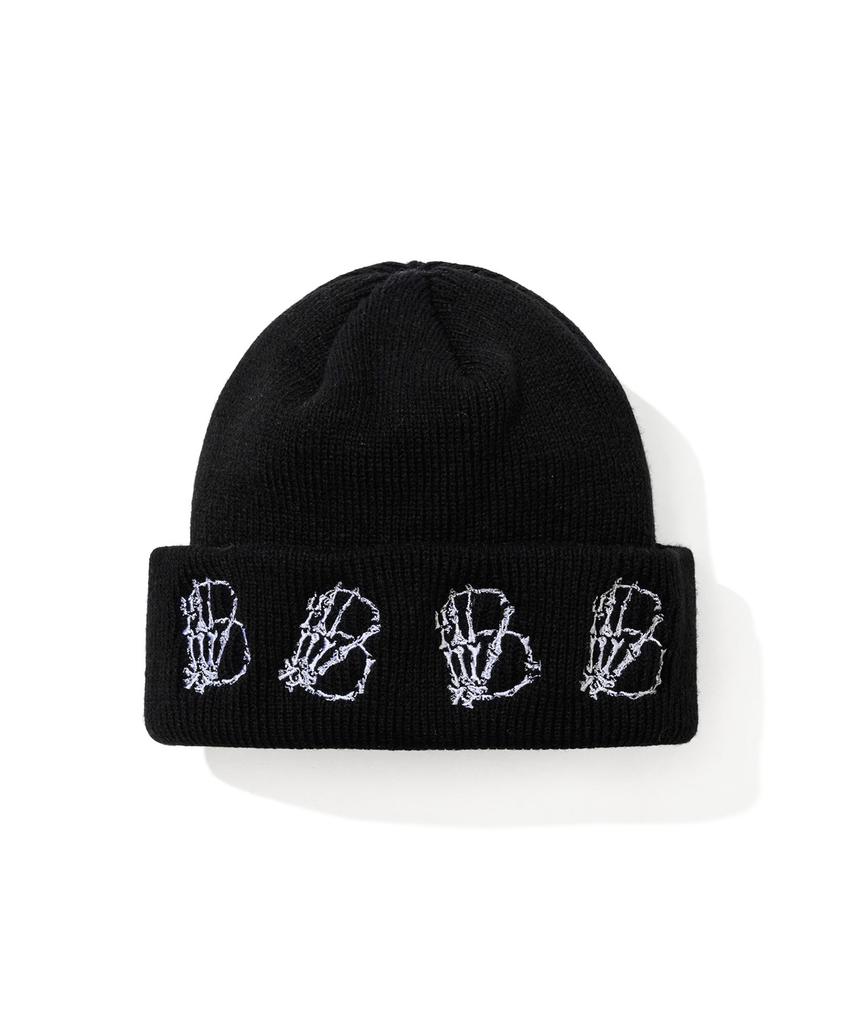 Bieseulaebis Skeletal Hand Bee Embroidery Beanie Black