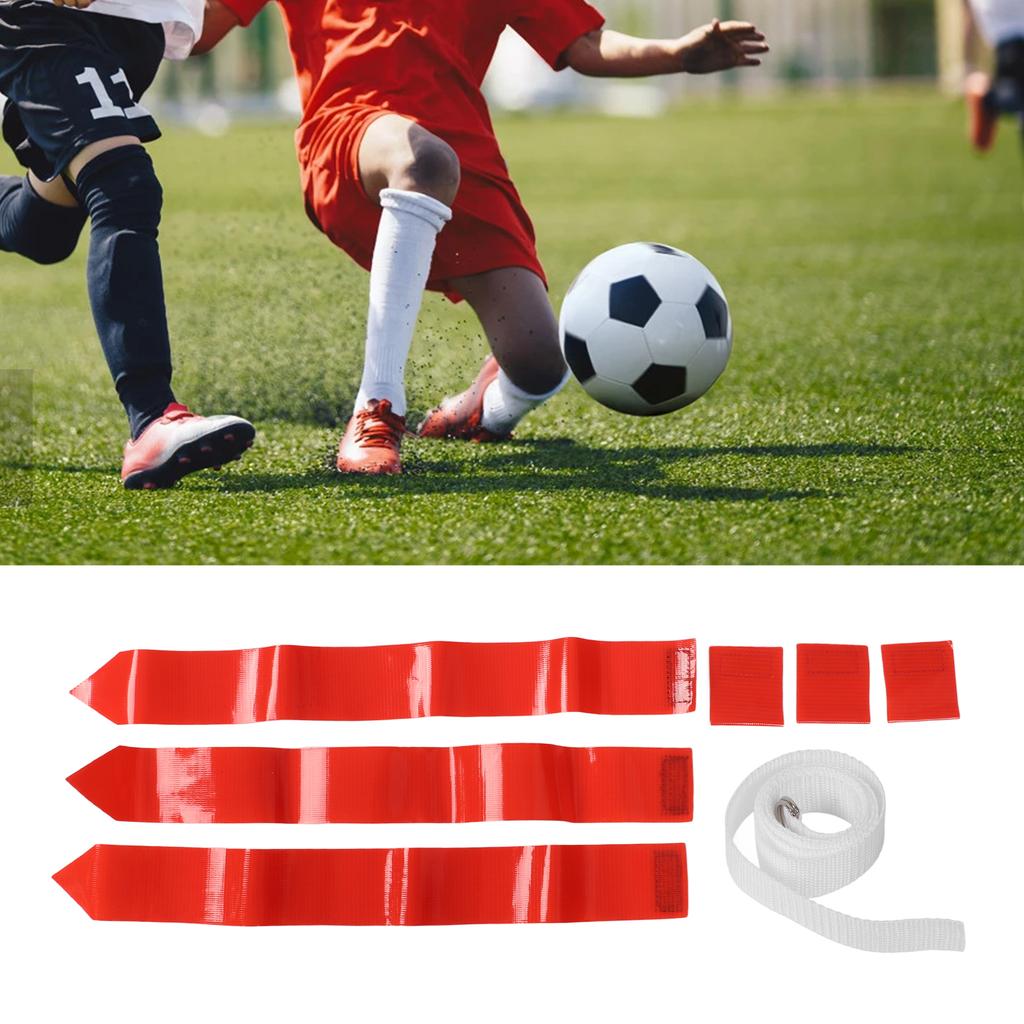 Football Belt Flags Tag 1 Belt with 3 Flags for Youth Competition Games Practices Training Red