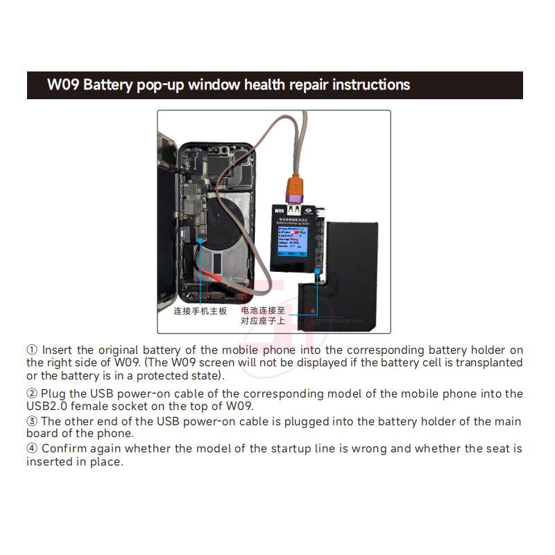 OSS W09 Pro RELIFE XA2 Pro Battery Programmer for iphone 11 12 13mini 14 15Pro Max Battery Health Changed to 100% Pop-up Repair