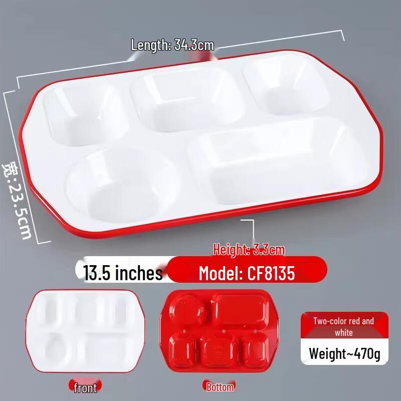 HANDUNYOU Commercial Melamine 5-Compartment Divided Dinner Plate