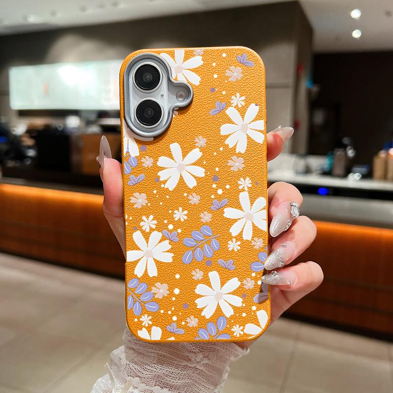 For iPhone 16 15 Pro Max 14 13 12 11 TPU Soft Case Cover Flower Pattern Leather Matte Shockproof Phone Cover For iPhone