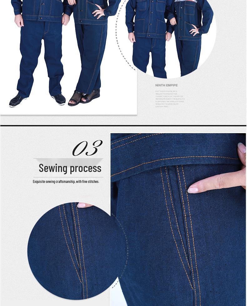 Spot Labor Protection Denim Workwear Set for Auto Repair, Welding, and Engineering