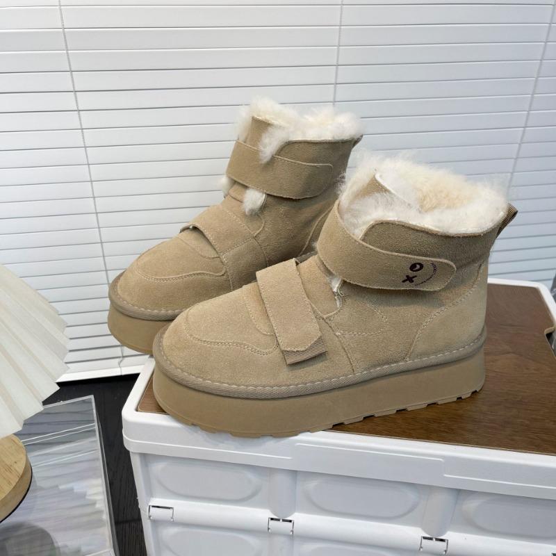 Velcro Thick-soled Snow Boots Women's New Winter Velvet Warm Leather Bread Cotton