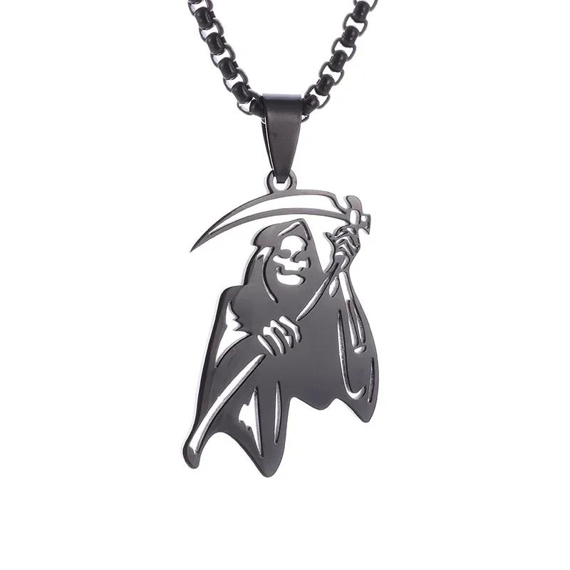 Hell Death Scythe Necklace Pendant Gothic Mysterious Devil Necklace Men\'s Personality Punk Retro Halloween Trend Jewelry