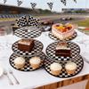 Black And White Plaid Racing Theme Three-Layer Paper Cake Stand Cake Dessert Ornament Table Pie