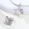Charms Copper Pink Coffee Notebook Starry Sky Sun Moon Charms Beads Fit Original Bracelet Fine Diy Jewelry