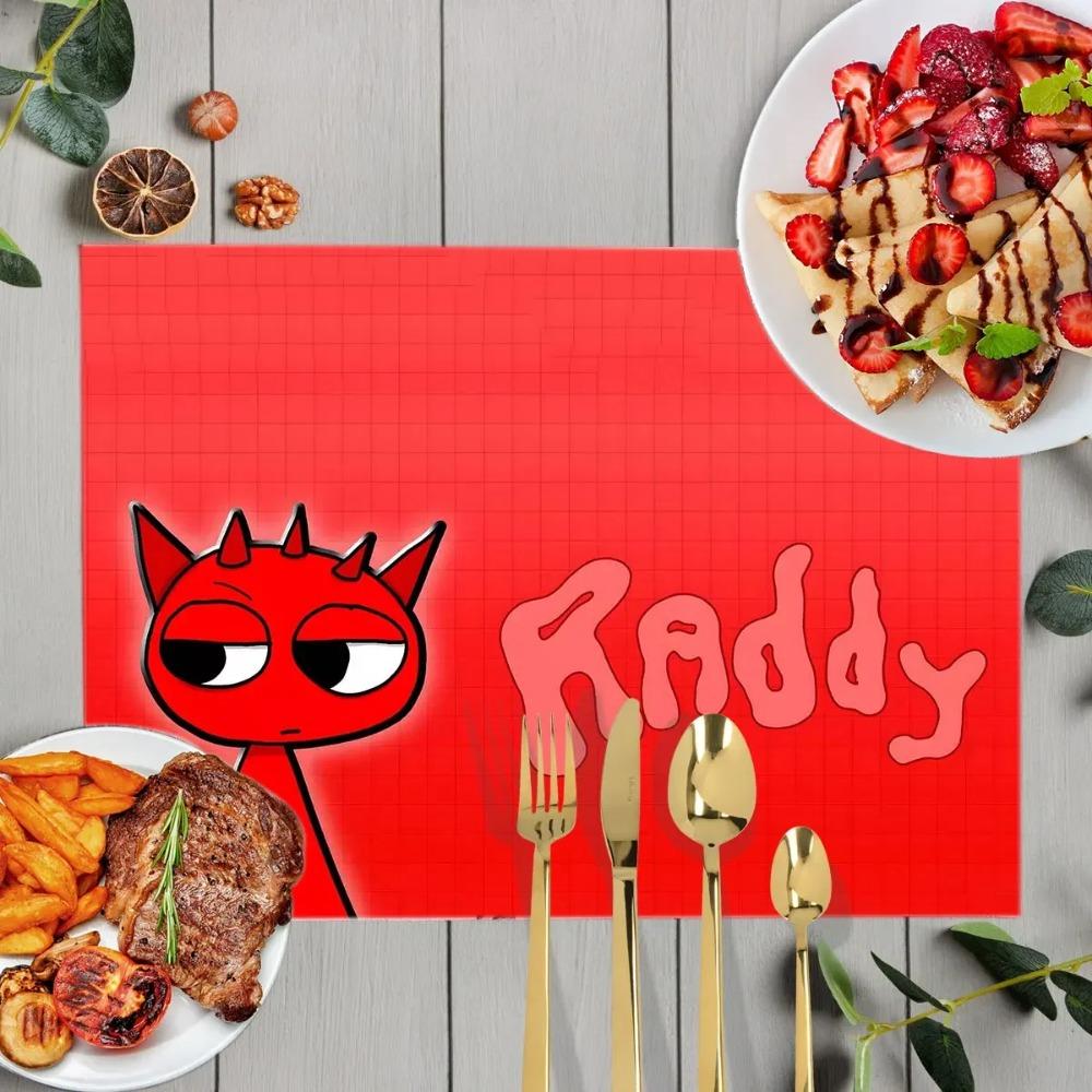 1 Stück Cartoon Sprunki Tischsets für das Essen Sprunki Incredibox Leinen Platzset Kaffeetassenuntersetzer Küchen Geschirrtrockenmatten