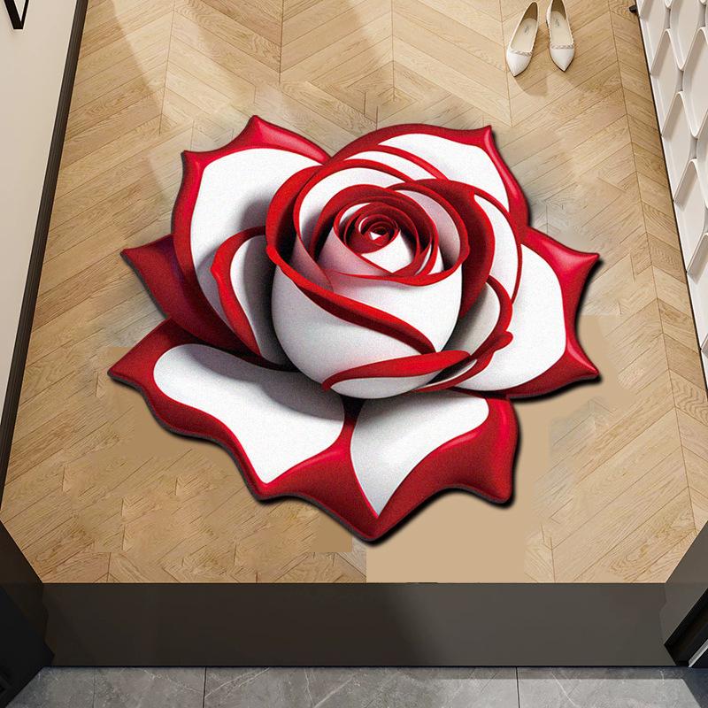 3D Floral Diatomaceous Earth Absorbent Non-Slip Floor Mat for Bathroom, Entrance, Sofa, Bedroom.