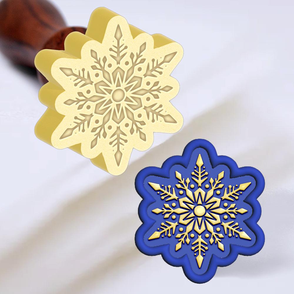 1set Wax Seal Envelope Gift Seal with Yellow Sandalwood Snowflake 89~90mm