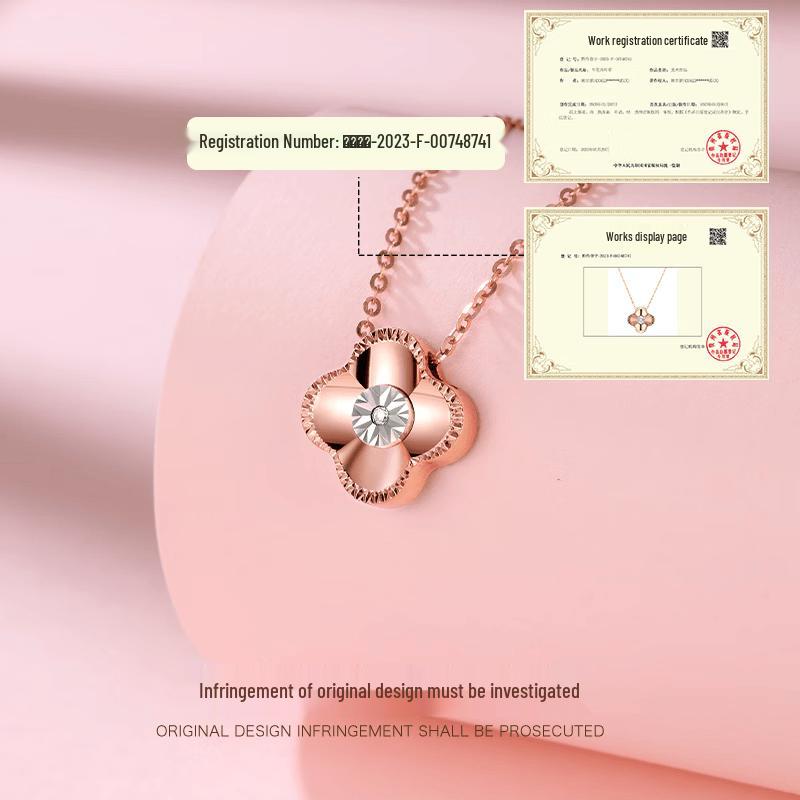 Grace Girl Diamond Four-leaf Clover Necklace