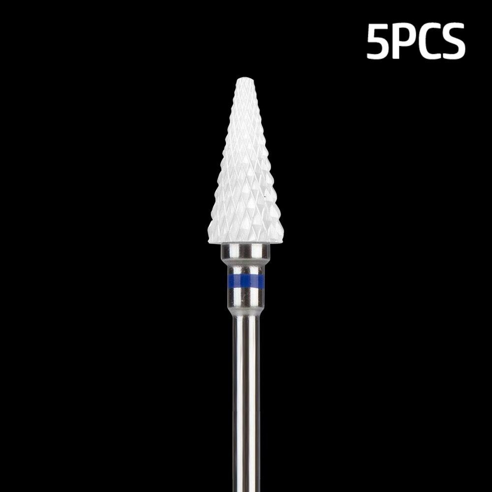 5pcs Milling Cutter For Manicure Set Ceramic Nail Drill Bit Mill Manicure Machine Pedicure Tools for Removing Gel File 3/32 Inch