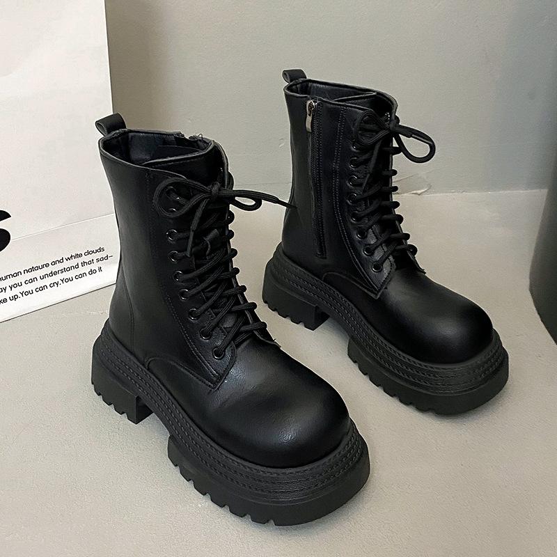 Thin Women's Fashion Not Tired Feet Thick Bottom Heightening Soft Elastic Comfort Shock Absorption Non-slip Casual Sports Martin Boots